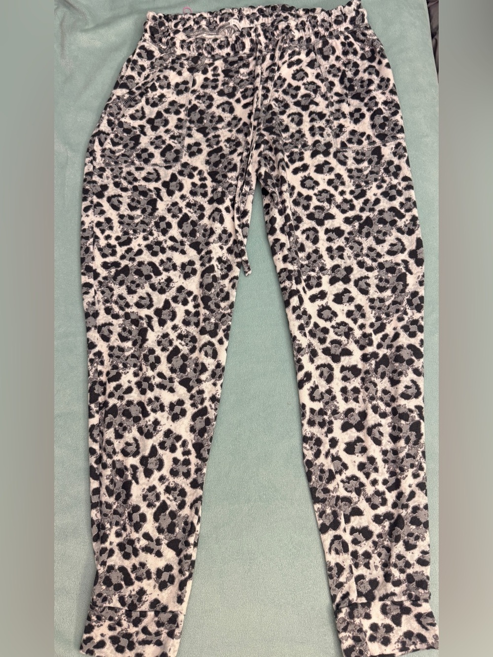 Danskin Cream and Black Leopard Print Joggers size L